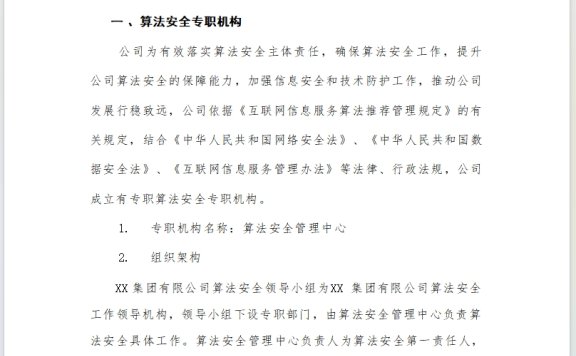 大模型备案-落实算法安全主体责任基本情况